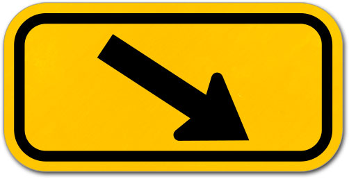 Black / Yellow Diagonal Arrow Sign