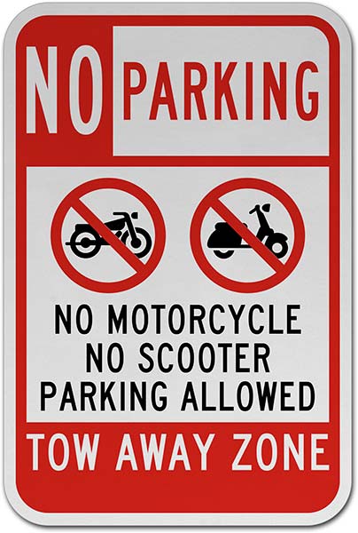 No Motorcyle No Scooter Parking Allowed Sign