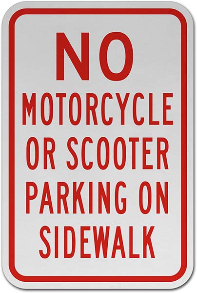 No Motorcyle or Scooter Parking On Sidewalk