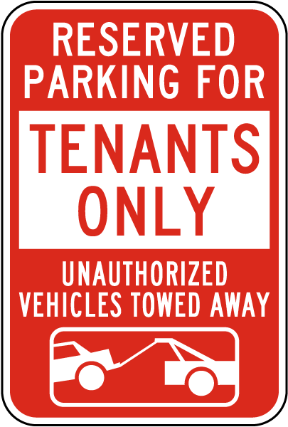 Reserved Parking For Tenants Only Sign