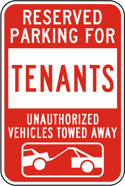 Reserved Parking For Tenants Only Sign