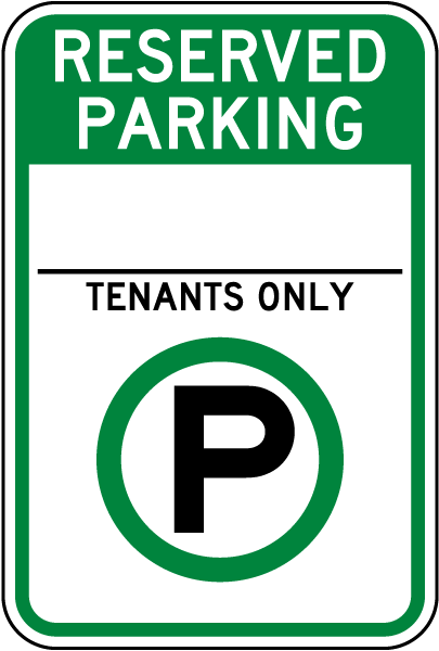 Reserved Parking For Tenants Only Sign