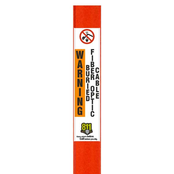 Warning Buried Fiber Optic Cable Flat Marker