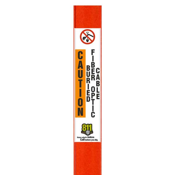 Caution Buried Fiber Optic Cable Flat Marker