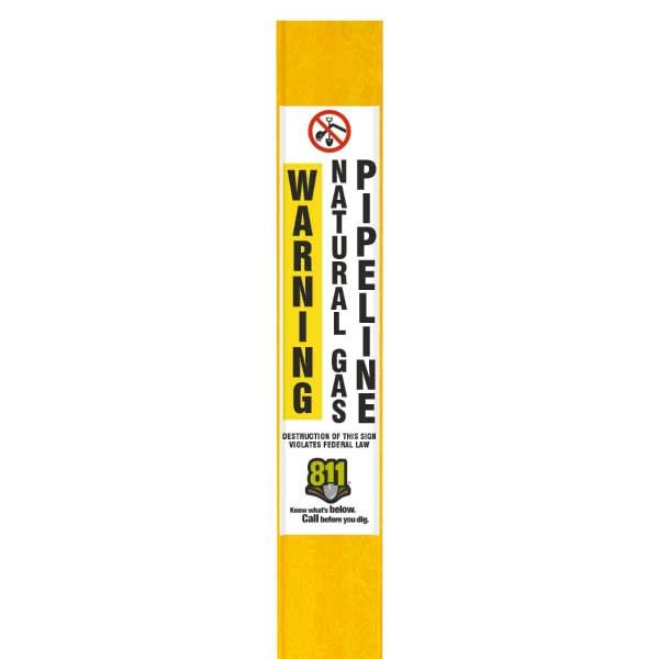 Warning Natural Gas Pipeline Flat Marker