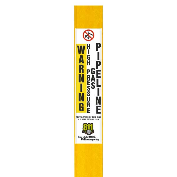 Warning High Pressure Gas Pipeline Flat Marker