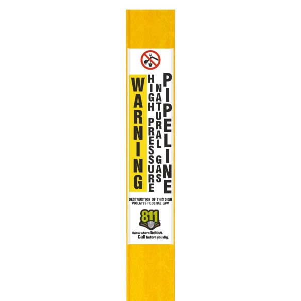 Warning High Pressure Natural Gas Pipeline Flat Marker