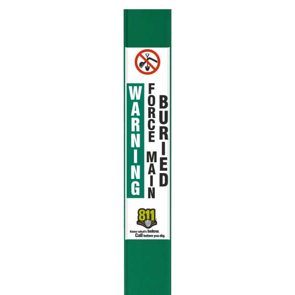 Warning Force Main Buried Below Flat Marker