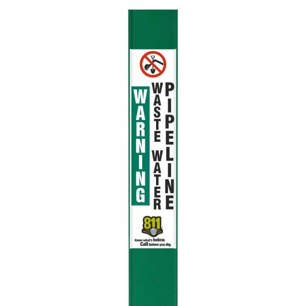 Warning Waste Water Pipeline Flat Marker