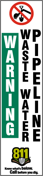 Warning Waste Water Pipeline Flat Marker