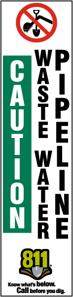Caution Waste Water Pipeline Flat Marker
