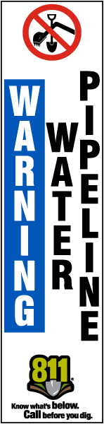 Warning Water Pipeline Flat Marker