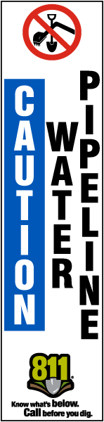 Caution Water Pipeline Flat Marker