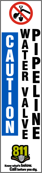 Caution Water Valve Pipeline Flat Marker