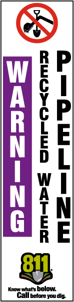 Warning Recycled Water Pipeline Flat Marker