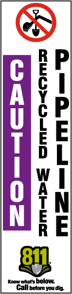Caution Recycled Water Pipeline Flat Marker