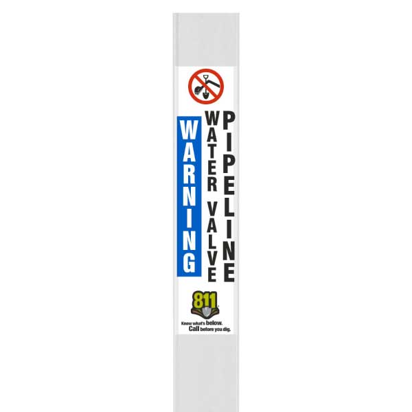 White Warning Water Valve Utility Flat Marker