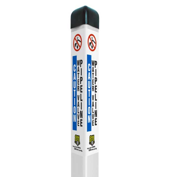 White Caution Water Valve Utility Triangular Marker