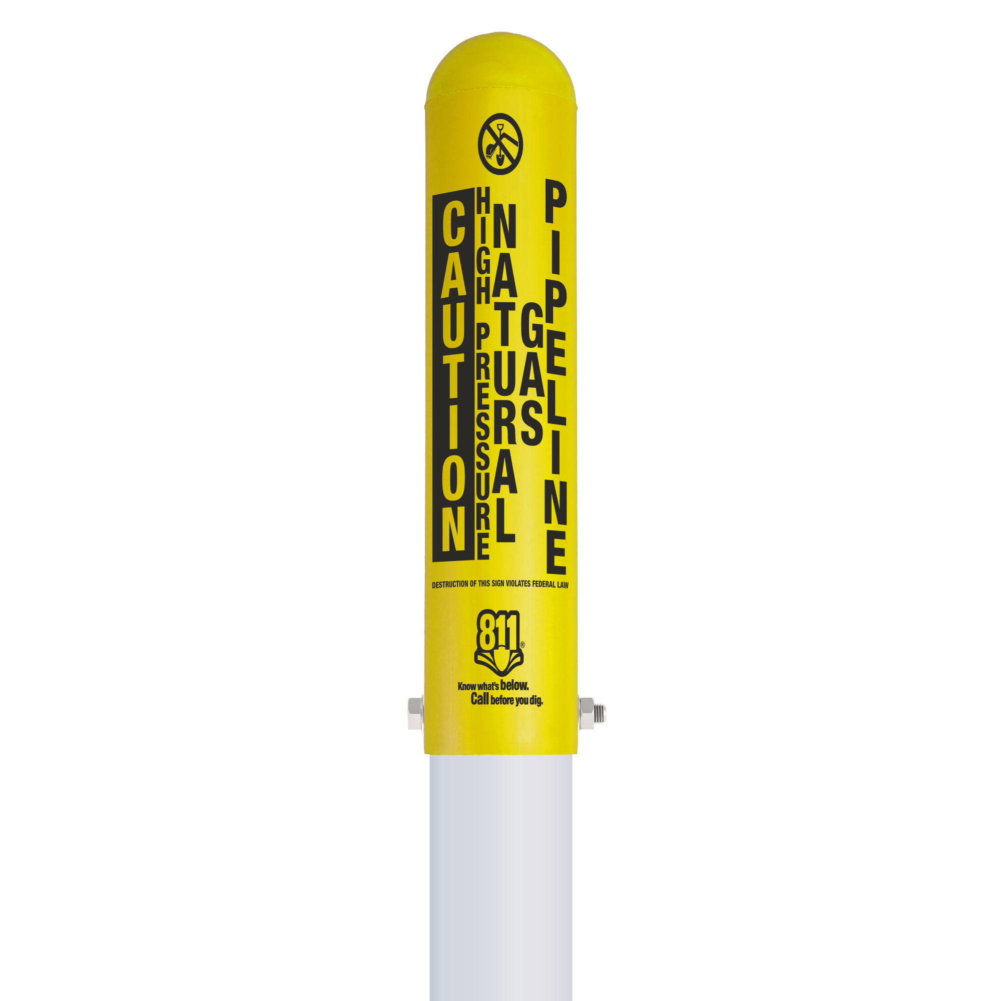 Caution High Pressure Natural Gas Pipeline Locator Bullet Marker