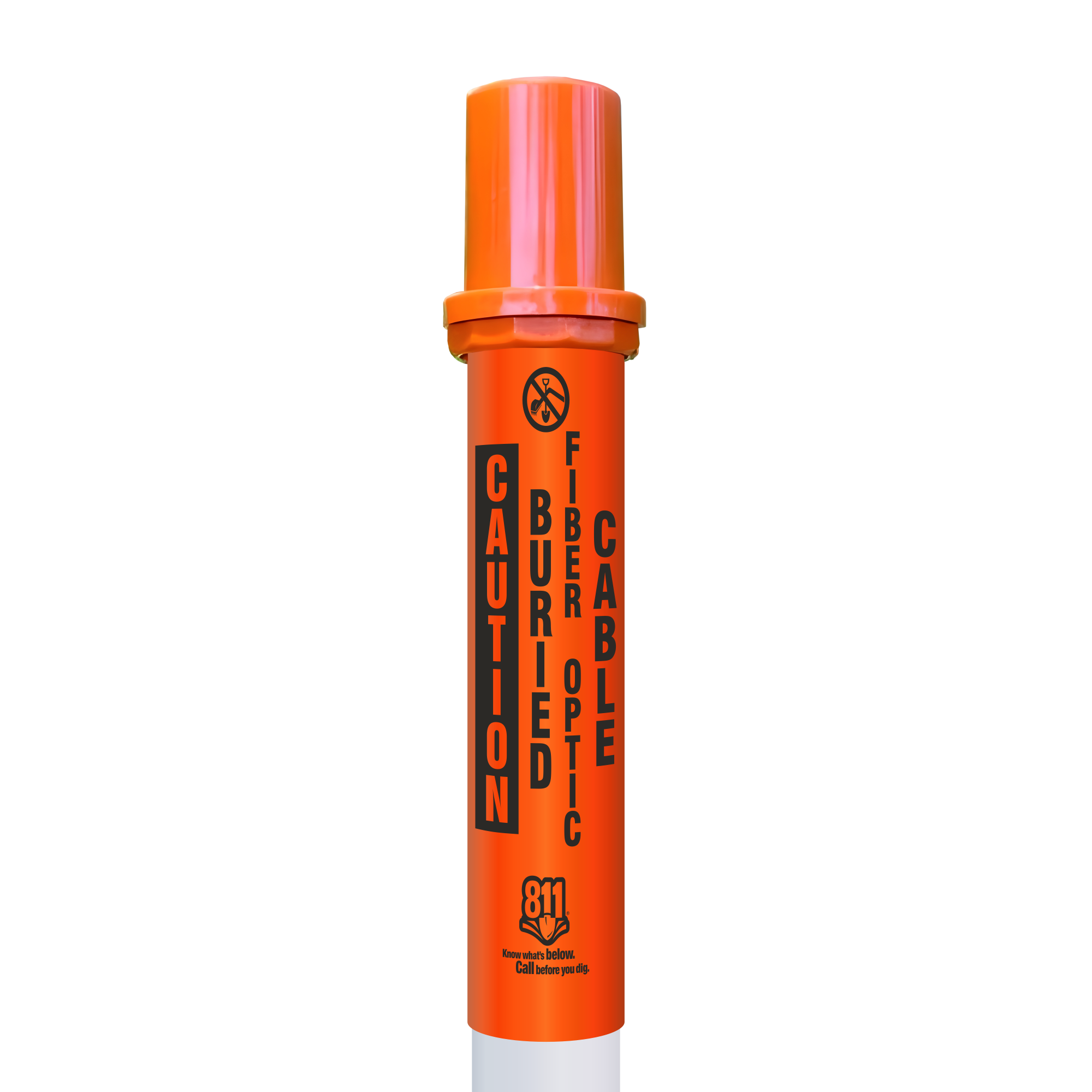Caution Buried Fiber Optic Cable Locator Bullet Marker With Top Hat