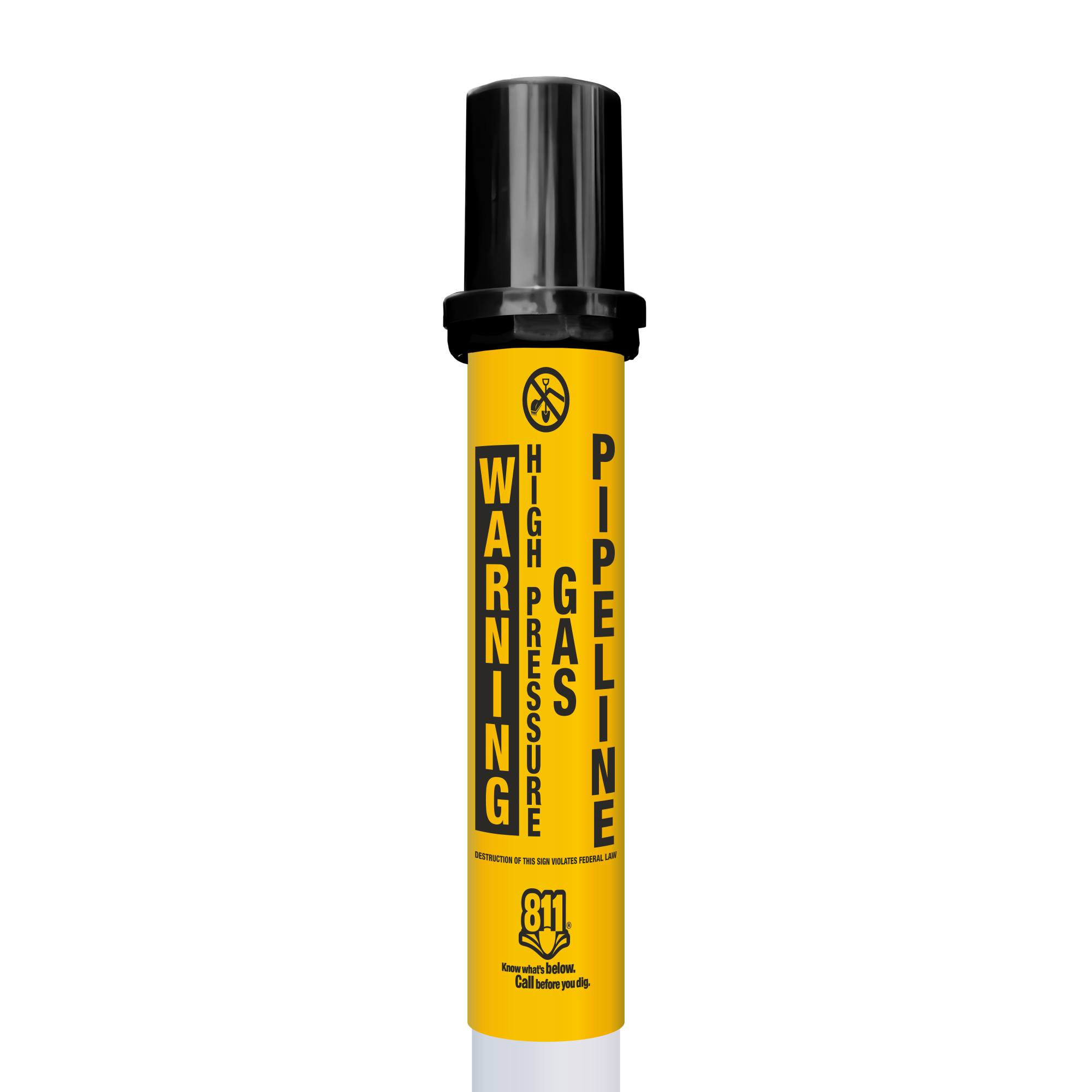 Warning High Pressure Gas Pipeline Locator Bullet Marker With Top Hat