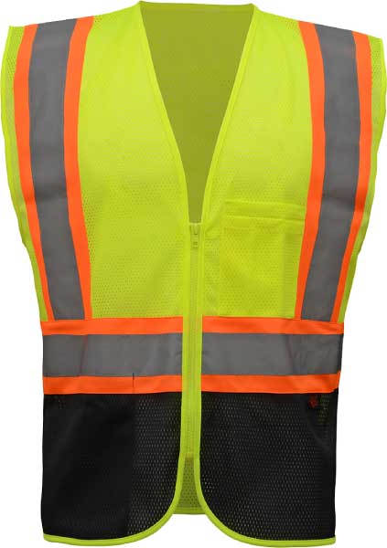 ANSI Class 2 Mesh Hi-Vis Safety Vest with Contrasting Trim & Black Bottoms