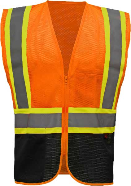 ANSI Class 2 Mesh Hi-Vis Safety Vest with Contrasting Trim & Black Bottoms