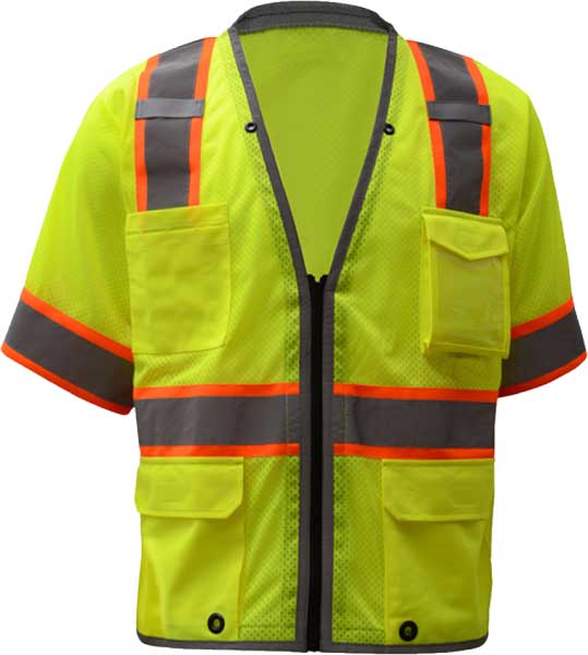 ANSI Class 3 Premium Surveyors Mesh Safety Vest with Zipper