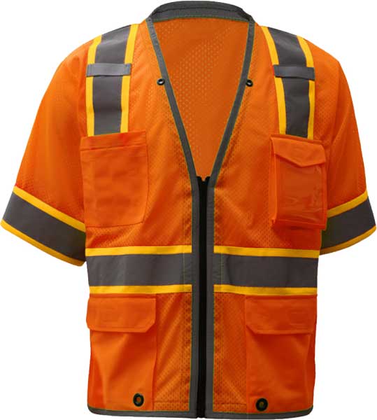 ANSI Class 3 Premium Surveyors Mesh Safety Vest with Zipper