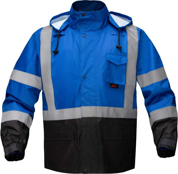 Non-ANSI Multi Color Premium Hooded Rain Coat Black Bottom