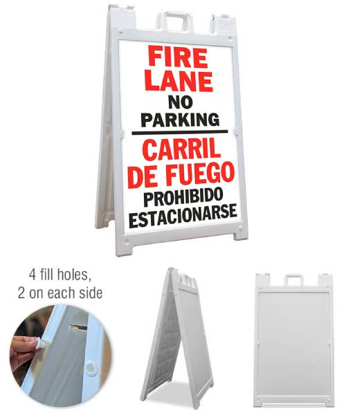 Bilingual Fire Lane No Parking Sign A-Frame Sign