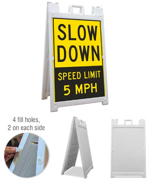 Slow Down Speed Limit 5 MPH Sandwich Board Sign