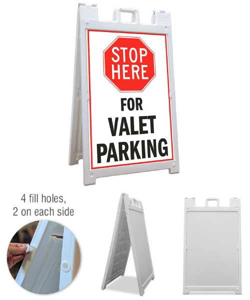 Stop Here for Valet Parking A-Frame Sign