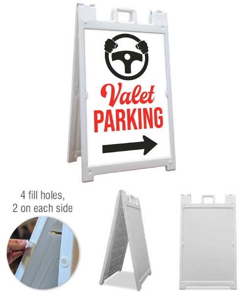 Valet Parking Right Arrow A-Frame Sign