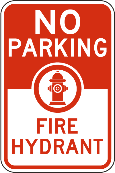 No Parking Fire Hydrant Sign
