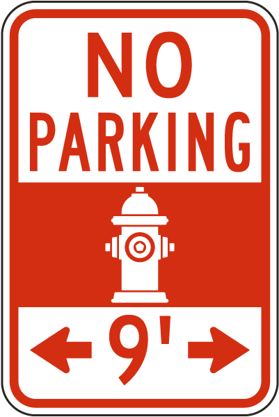 No Parking Fire Hydrant Sign