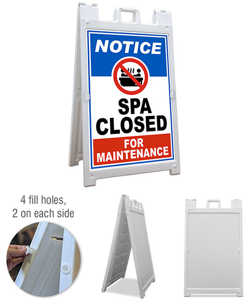 Notice Spa Closed for Maintenance A-Frame Sign