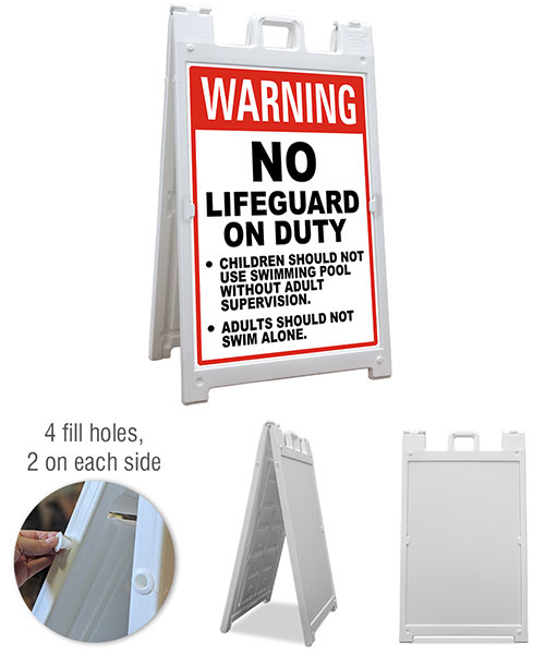 Warning No Lifeguard on Duty A-Frame Sign