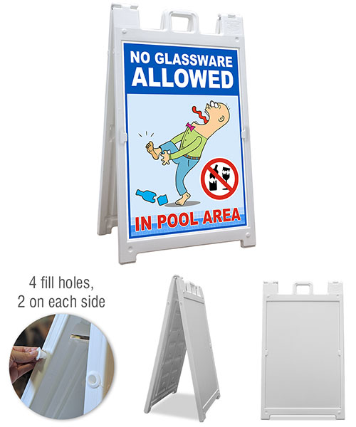 No Glassware Allowed in Pool Area A-Frame Sign