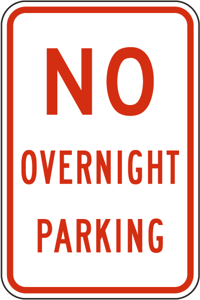 No Overnight Parking Sign