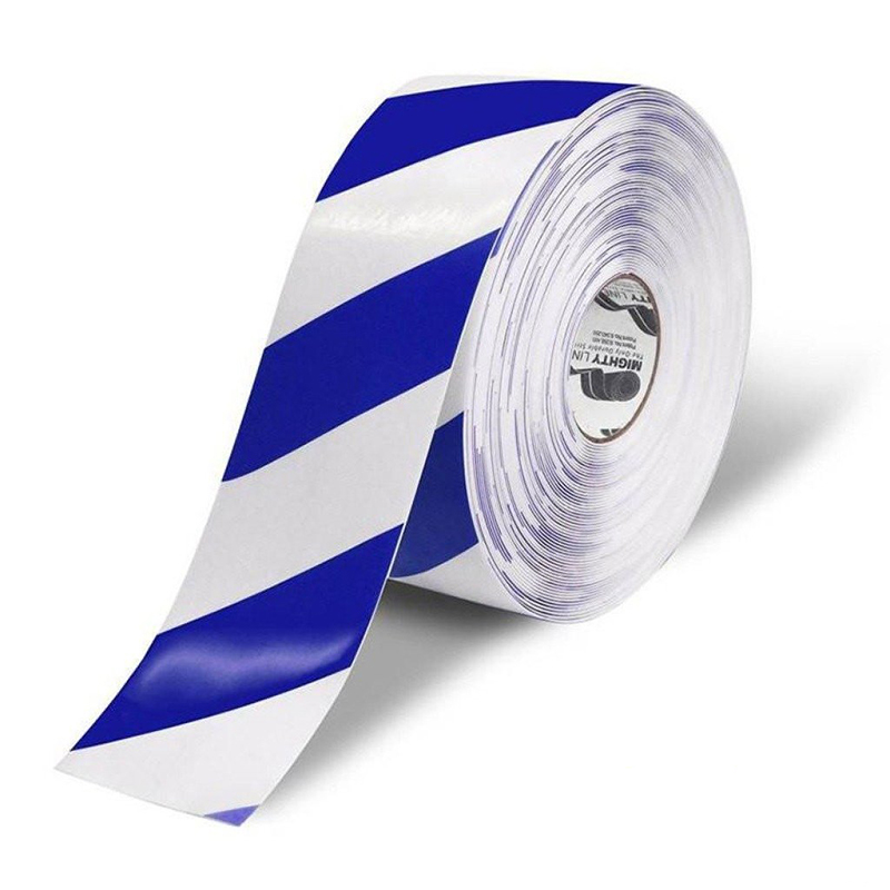 4" White with Blue Chevrons Mighty Line  Safety Floor Tape - 100 FT. Roll
