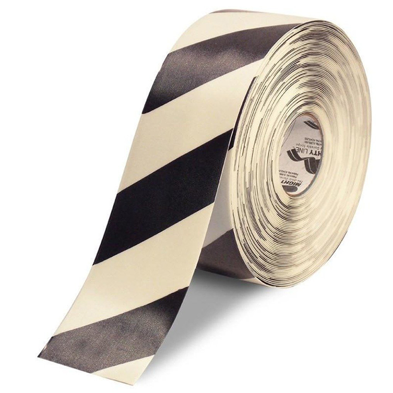 4" White with Black Chevrons Mighty Line  Safety Floor Tape - 100 FT. Roll