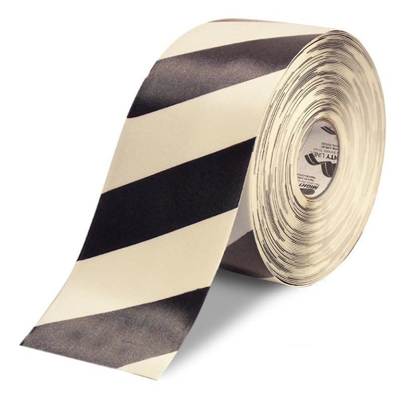 6" White with Black Chevrons Mighty Line  Safety Floor Tape - 100 FT. Roll
