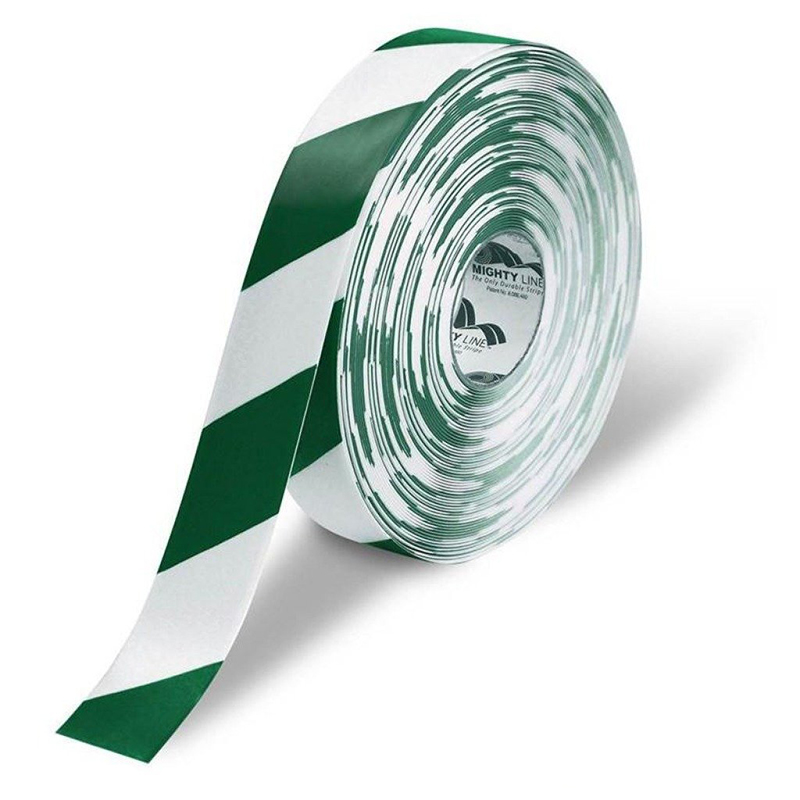 2" White with Green Chevrons Mighty Line  Safety Floor Tape - 100 FT. Roll