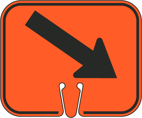Down Right Arrow Cone Sign