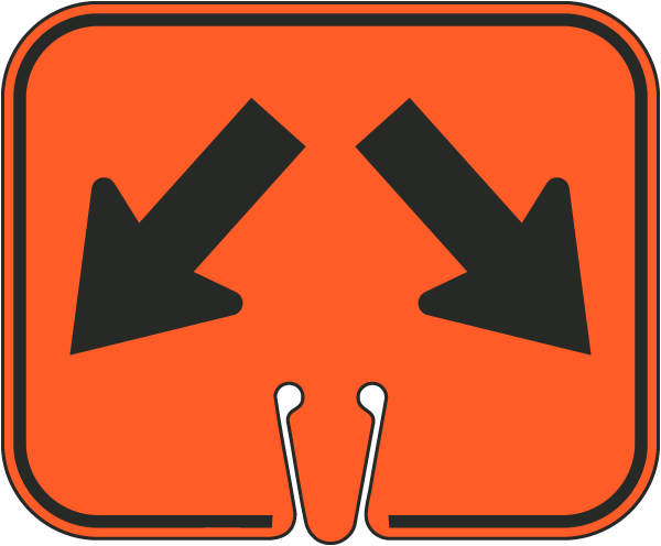 Down Left And Right Arrow Cone Sign