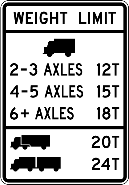 Weight Limit Specialized Hauling Vehicles Sign