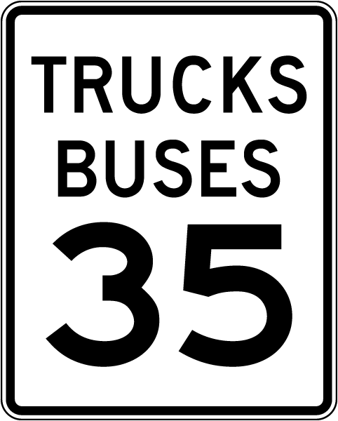 Truck Bus Speed Limit 35 MPH Sign