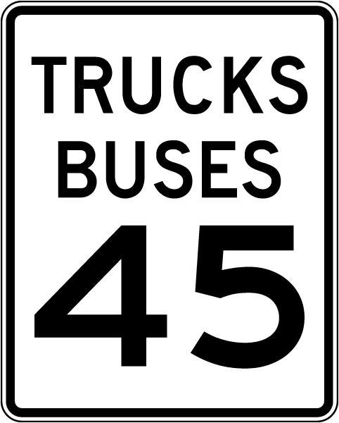 Truck Bus Speed Limit 45 MPH Sign