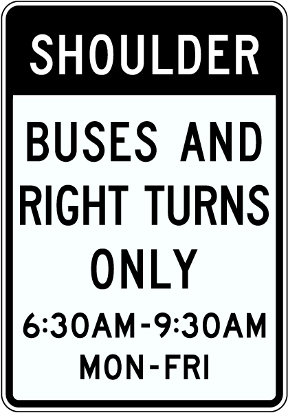 Bus and Right Turns Only Sign